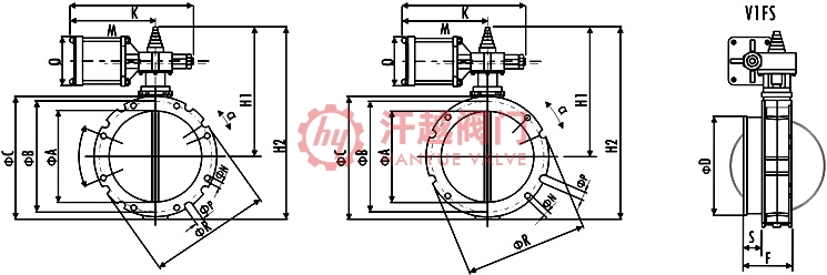 单法兰气动粉尘蝶阀